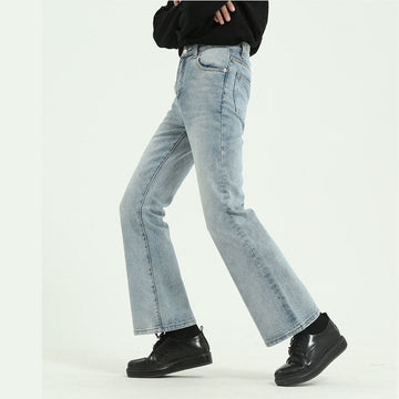 Men High Street Hip Hop Casual Small Flare Denim Jeans Pant Male Japan Korea Style Streetwear Vintage Denim Trousers Pant aidase-shop